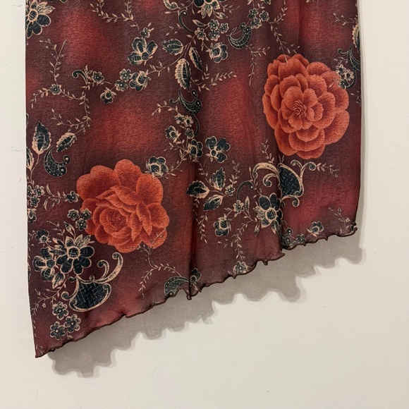 Expressions Vintage Burgundy Maroon Floral Dress - Picture 4 of 5